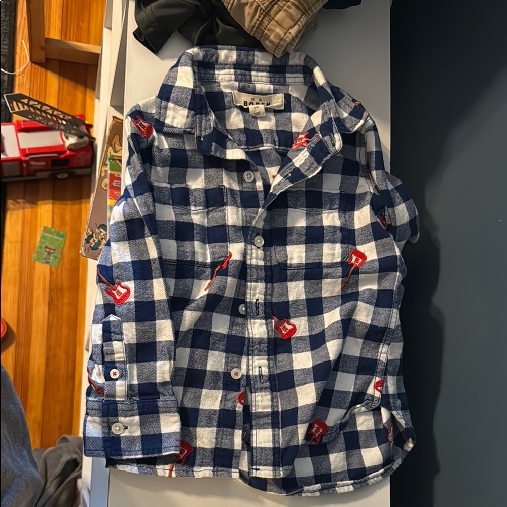 Blue and White Checkered Kids Shirt